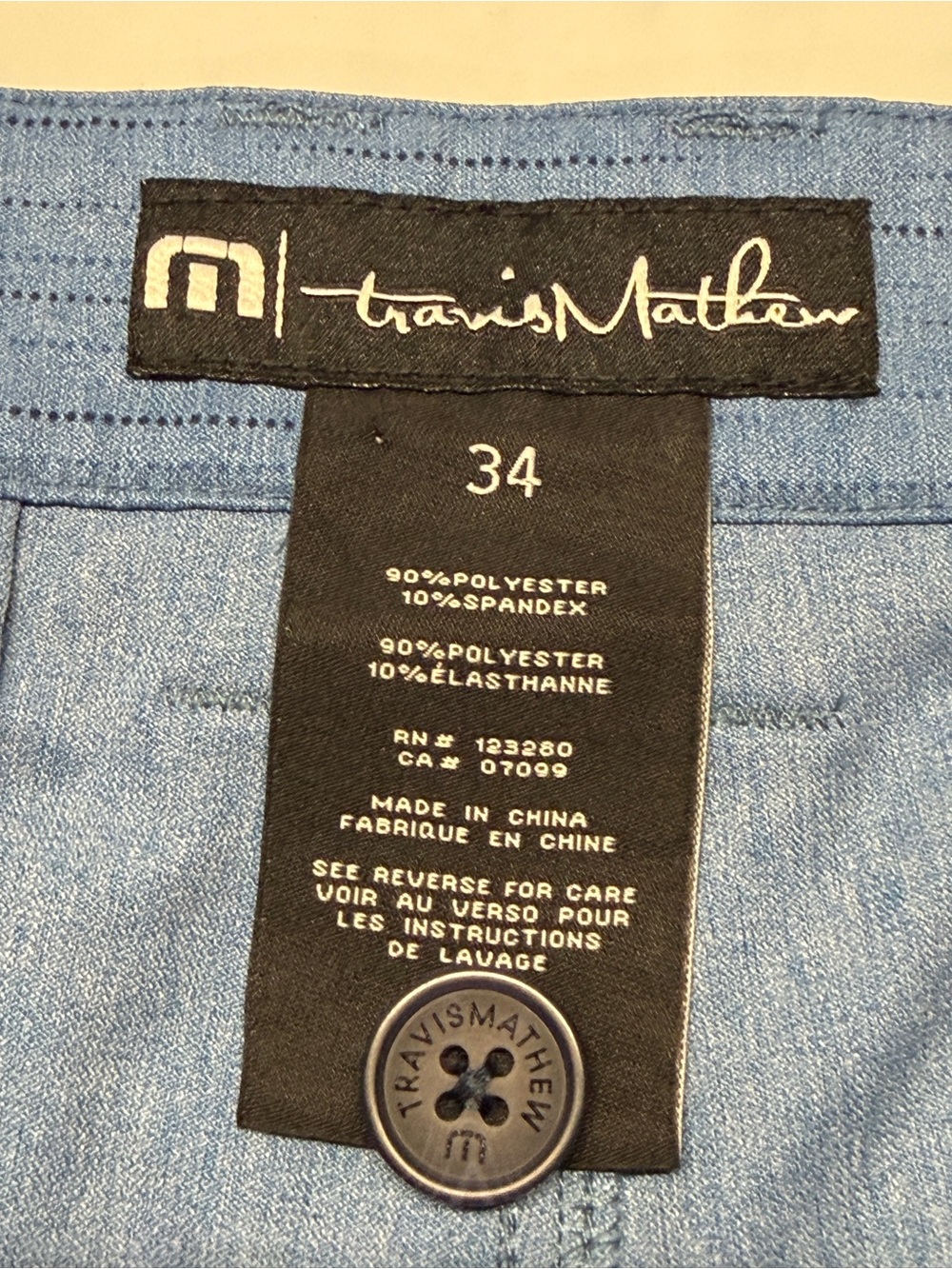 Travis Mathew Sky Blue Flat-Front Men's Shorts - Picture 3 of 6